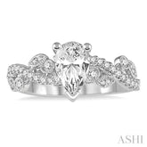 1/3 ctw Round Diamond Pear Shape Semi-Mount Engagement Ring in 14K White Gold